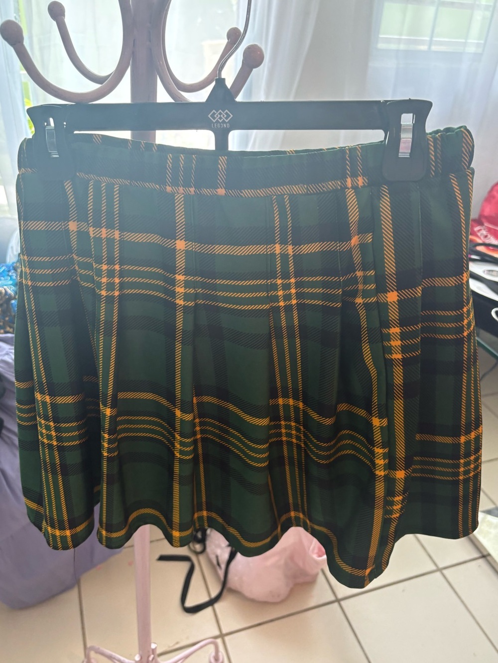 Bundle 3 for $15. Green Plaid Circle Skirt with Yellow Tartan Detail. Size XL.